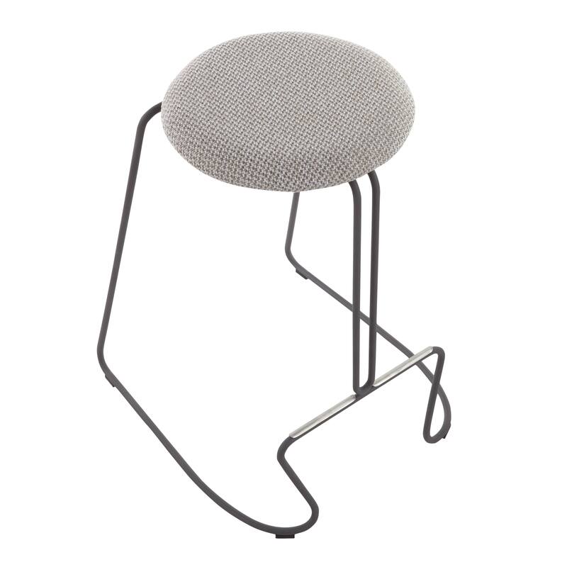 Finn Contemporary Counter Stool in Grey Steel and Light Grey Fabric - Set of 2 - 19.5"Lx18"Wx25.75"H
