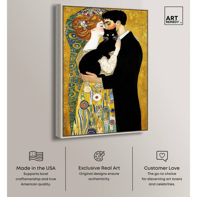 Kiss with Cat Canvas by Art Remedy