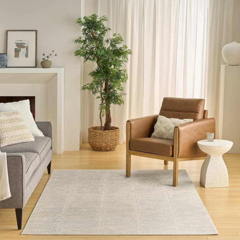Nourison Ivory Hues Indoor only Cream / Ivory Abstract Area Rug