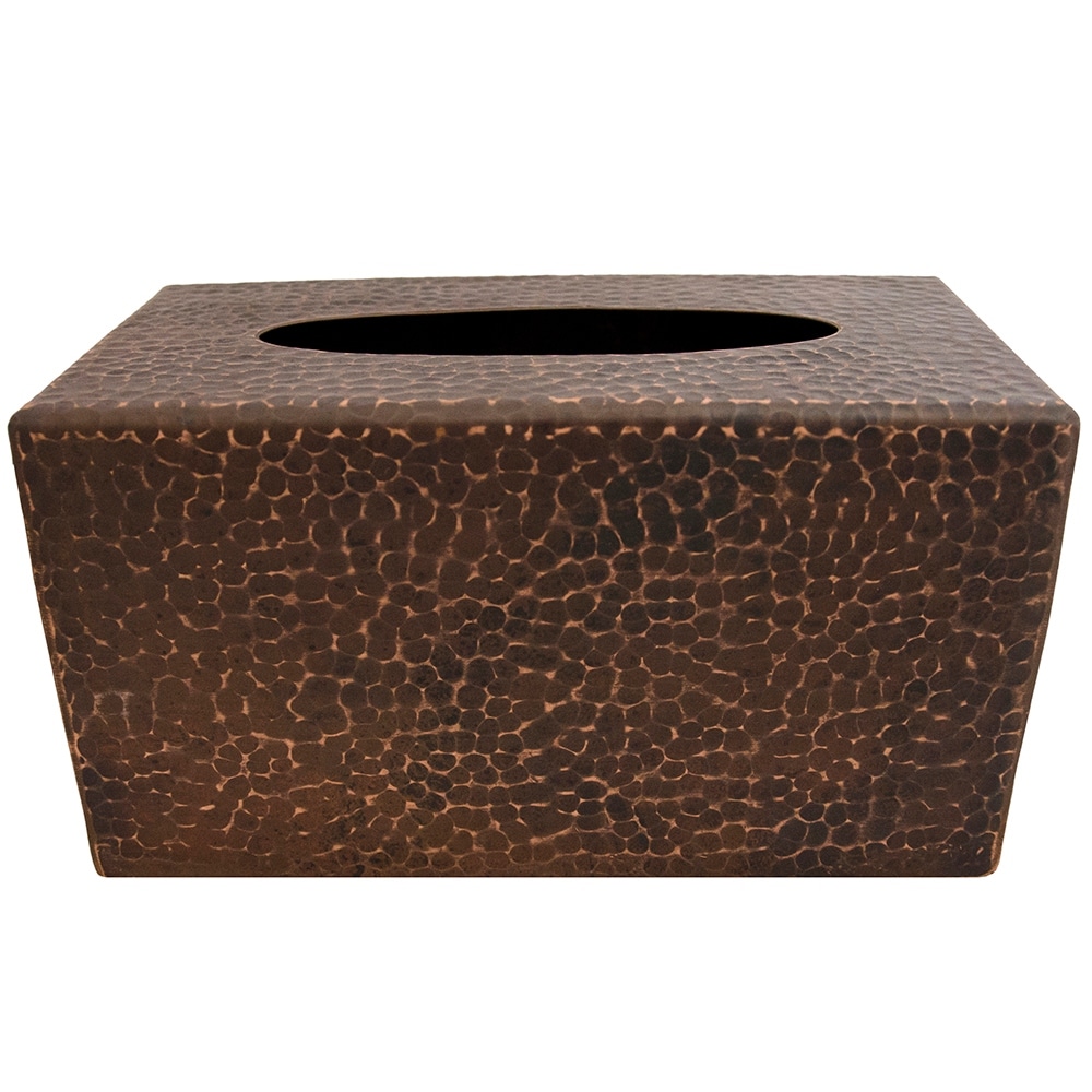 Large Hammered Copper Tissue Box Cover in Oil Rubbed Bronze (TBCLDB) - Brown