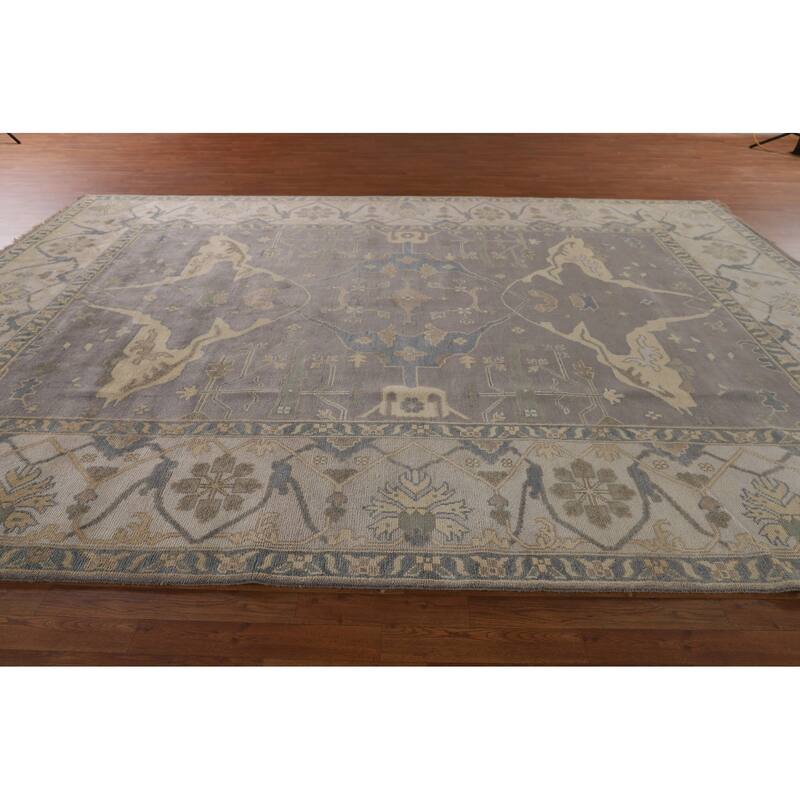 Gray Oushak Indian Large Area Rug Handmade Wool Carpet - 9'11"x 13'9"