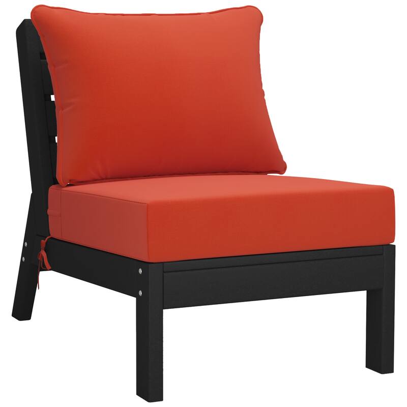 Birchwood All Weather HDPE Outdoor Patio Deep Seating Black Armless Chair With Cushions (1-Piece)