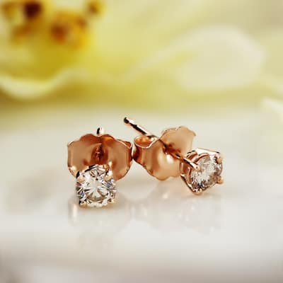 Auriya 1/4 to 3/4ctw Round Diamond Stud Earrings 14k Rose Gold (J-K, I1-I2)