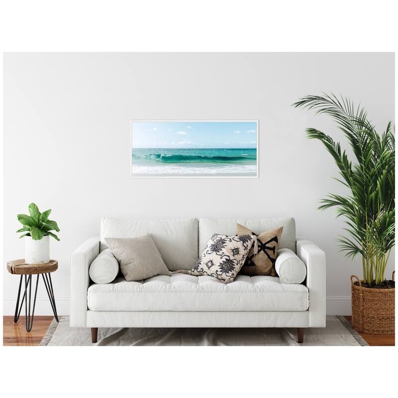 Kate and Laurel Sylvie Beach Ocean Day over Blue Clear Waters Framed Canvas by Alicia Abla