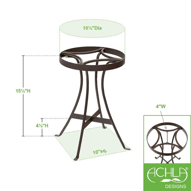 Achla Designs 15.5"H Roman Bronze Powedercoat Finish Wrought Iron Indoor Outdoor Tara Plant Stand - Small, Patio Garden Accent