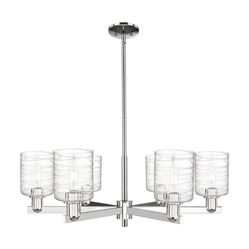 Innovations Lighting Endless Possibilities Arcadia - Cobbleskill - 6 Light 35" Stem Hung Chandelier - Deco Swirl/Polished Nickel