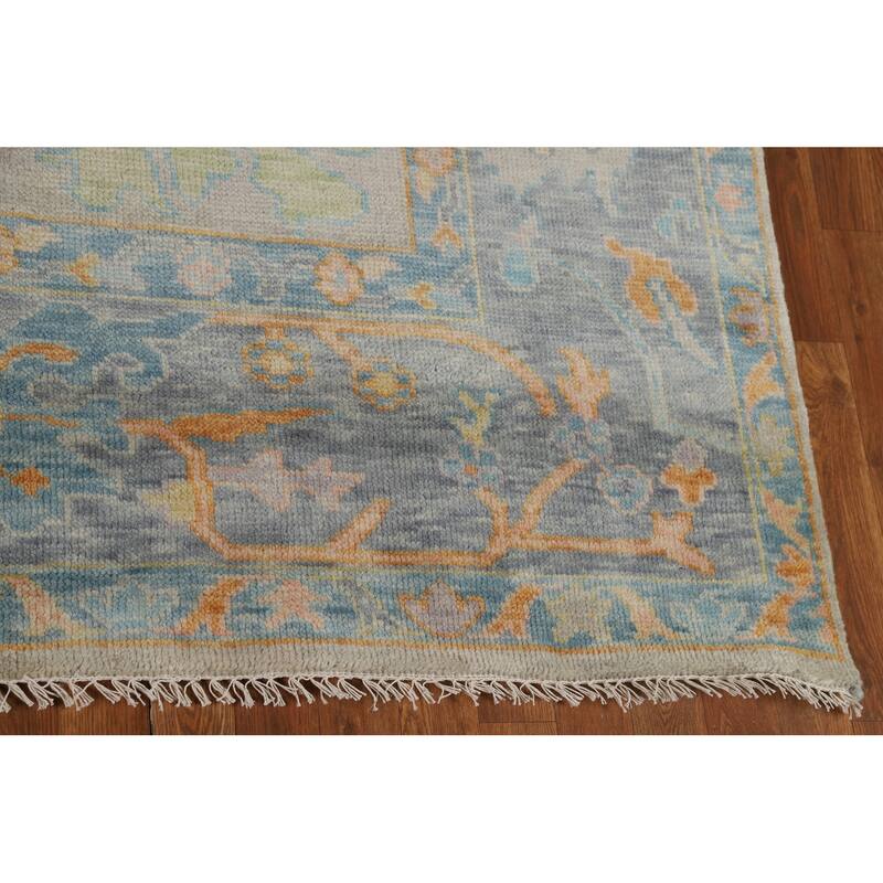 Oushak Indian Area Rug Handmade Transitional Grey Wool Carpet - 8'0"x 9'11"