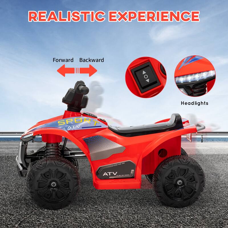 6V Kids ATV Ride-On Quad with 1.6MPH Max Speed, Rechargeable Battery, Forward & Reverse for Toddlers