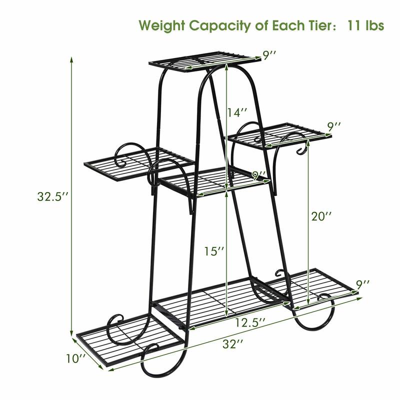 Gymax 7 Tier Plant Stand Metal Shelf Multilayer Potted Display Rack - 32.5'' x 10'' x 32''