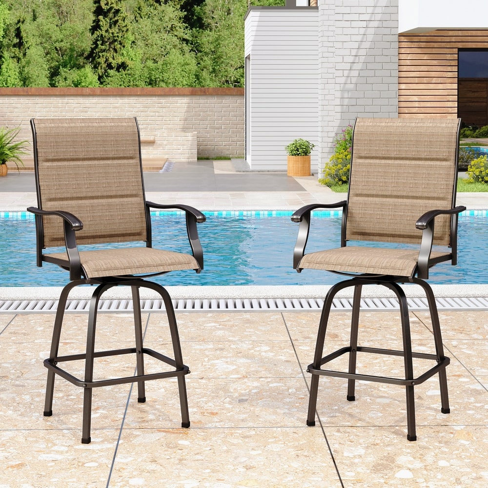 MAISON ARTS Swivel High Back Textilene Sling Fabric Patio Bar Stool Set of 2/4/6