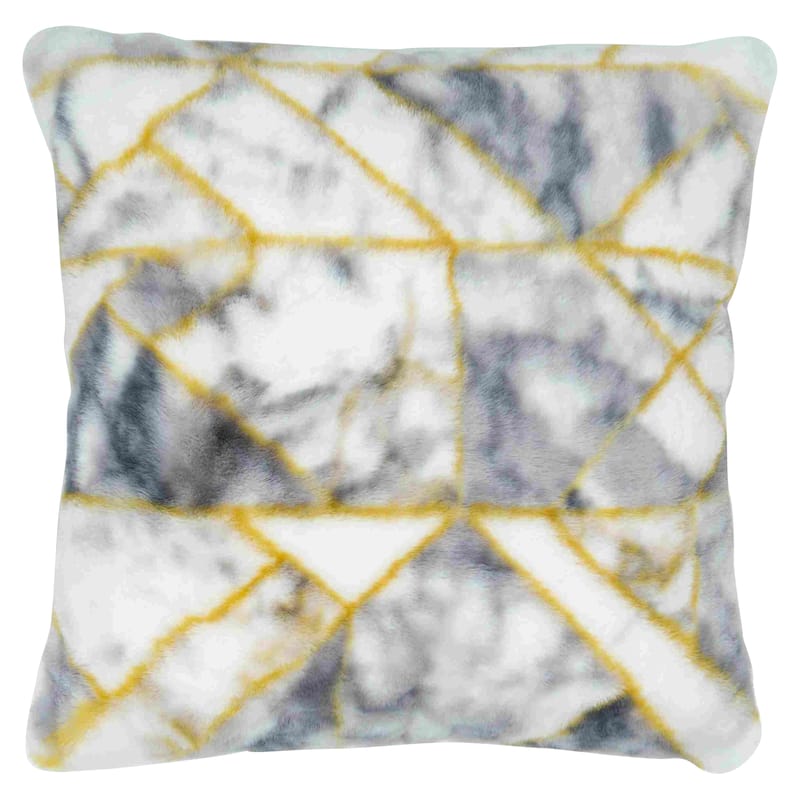 Faux Rabbit Fur Printed Pillow