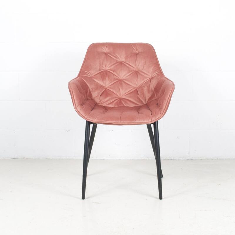 (Set of 2) Marcela Scandinavian Tufted Velvet & Metal Accent Arm Chair - Pink