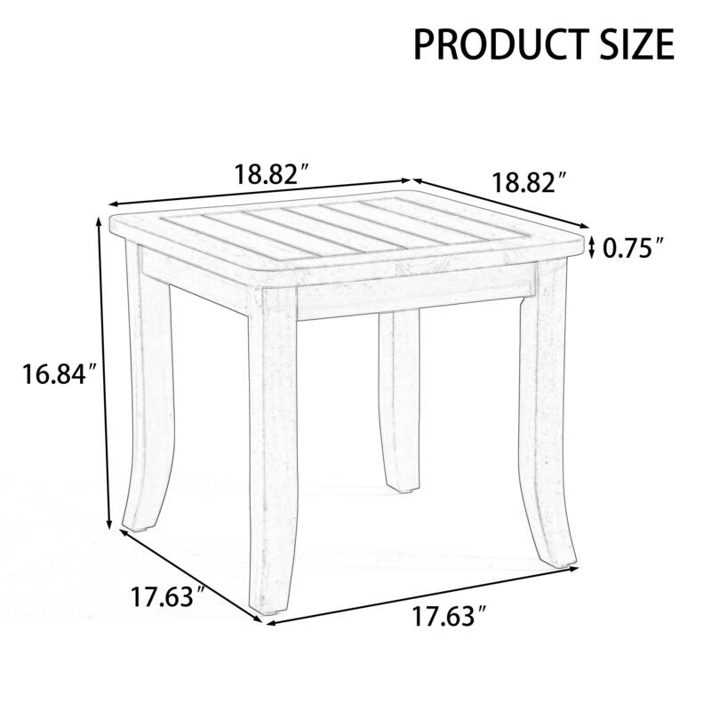 19" W Square Solid Teak Outdoor Side Table