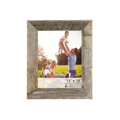 14X18 Natural Weathered Grey Picture Frame With Plexiglass Holder