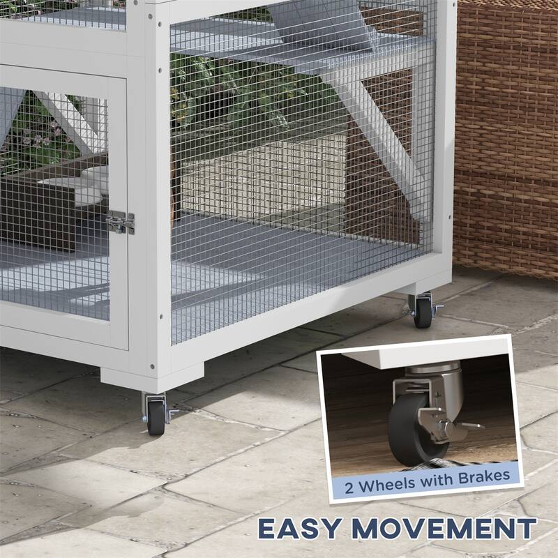 Grey-Black Fir Wood Cat House with Ramp, Hammock and Multi Platforms
