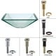 preview thumbnail 1 of 9, Kraus 16-1/2" Aquamarine Glass Vessel Bathroom Sink - Includes Pop-Up Chrome