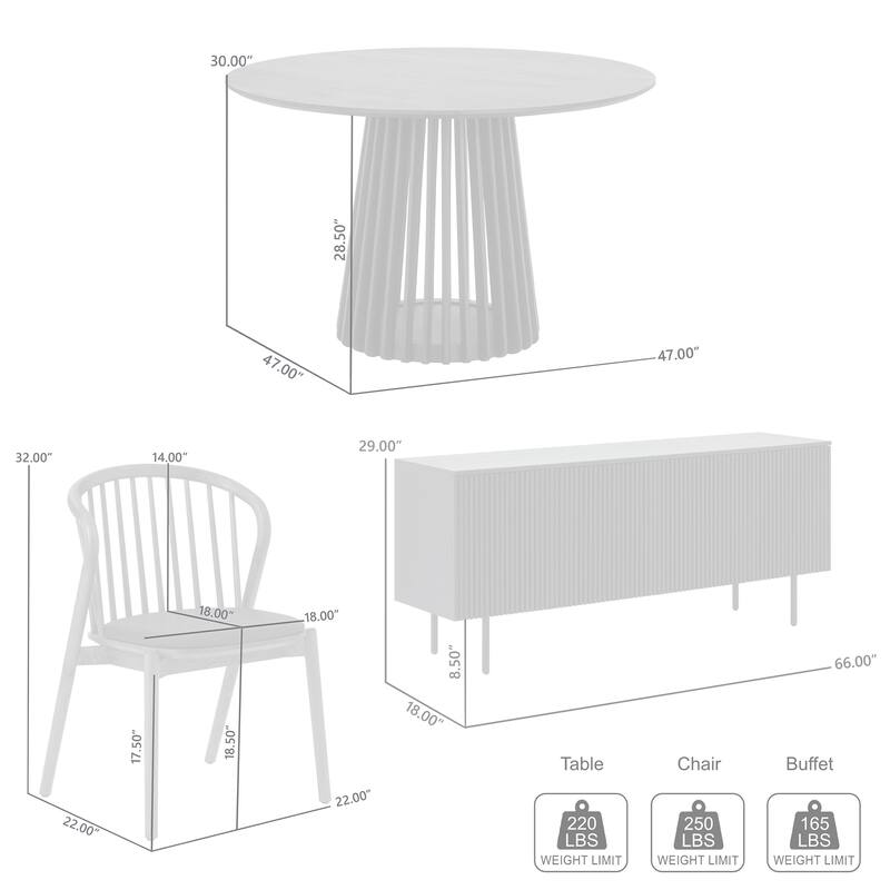 Pasadena Echo 6 Piece Round Dining Set with Buffet
