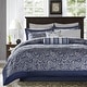 preview thumbnail 12 of 11, Madison Park Whitman Navy Paisley Jacquard 12-piece Bedding Set California King