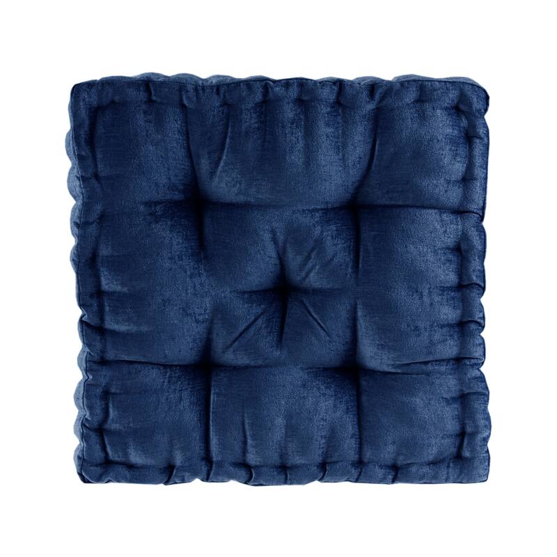 Intelligent Designs Charvi Chenille Square Floor Pillow - Navy