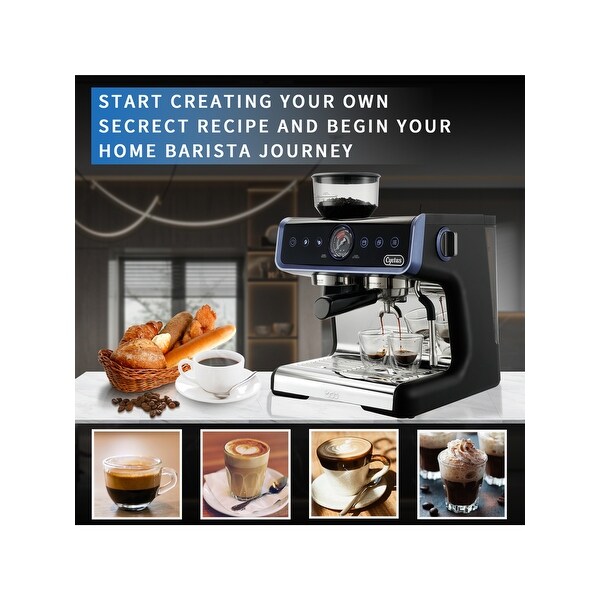 Cyetus Espresso Machine with Coffee Grinder and Milk Steam Wand