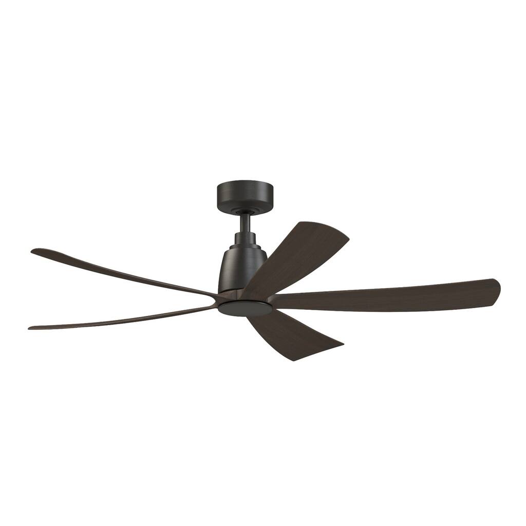 Fanimation Kute5 52 inch Indoor/Outdoor Smart Ceiling Fan with Remote - Dark Bronze & Dark Walnut
