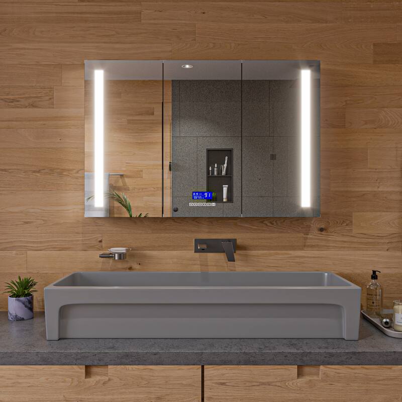 ALFI brand AB48TRGM 48" Grey Matte Above Mount Fireclay Bathroom Trough Sink