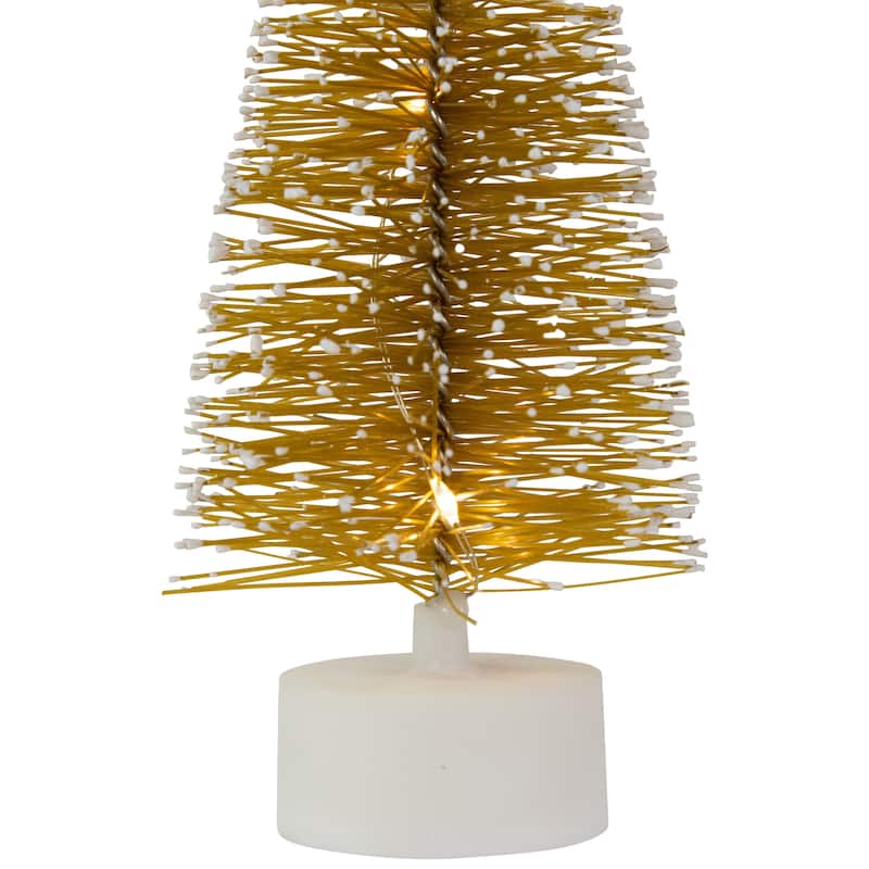 Set of 2 LED Pre-Lit Mini Bottle Brush Pine Christmas Village Trees - 7"