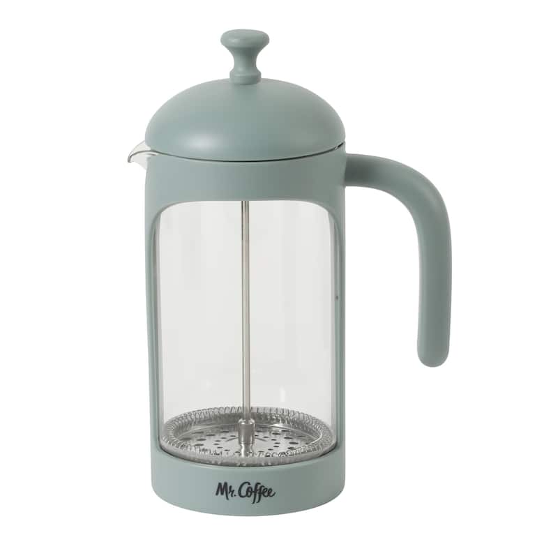 Mr. Coffee French Press Coffee Maker, 31 oz Borasilicate Glass & Frame and Plunger, Includes Coffee Scoop