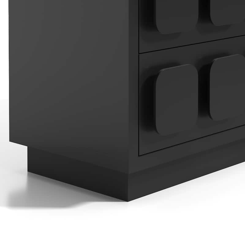 Chocolate Block 6 Drawer Dresser 47" Wide Chest of Drawers