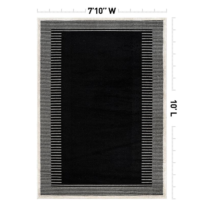 World Rug Gallery Modern Abstract Bordered Area Rug for Living Room, Bedroom, or Entryway - Low Pile Indoor Rug