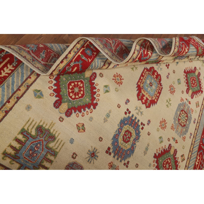 Traditional Kazak Area Rug Hand-Knotted Wool Carpet - 7'0" x 9'11"