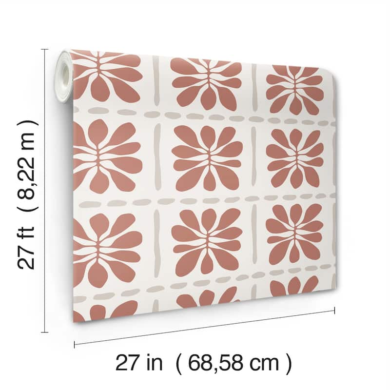 York Wallcoverings Mimosa Fleur Terracotta Wallpaper