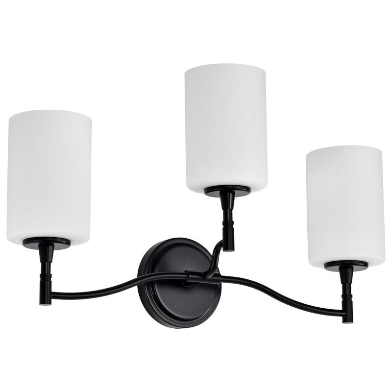 Liam 3 Light Vanity Matte Black White Opal Glass - Matte Black