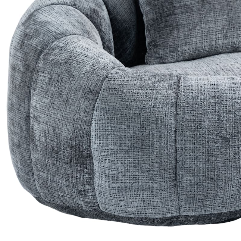 Gray 59.05" Chenille High Back Loveseat Chaise Lounge Chair