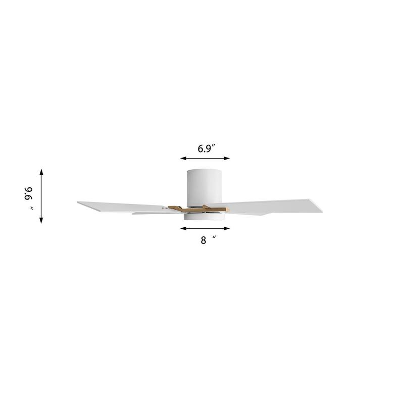 48Inch 4 Two-color Fan Blades Dc Motor Indoor Ceiling Fan With Light Kit And Remote