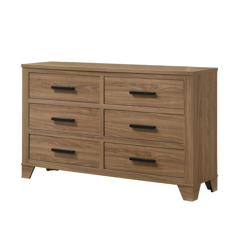 Furniture of America Nyess Modern 3-Piece Chestnut Brown Dresser and 2 Nightstand Bedroom Set