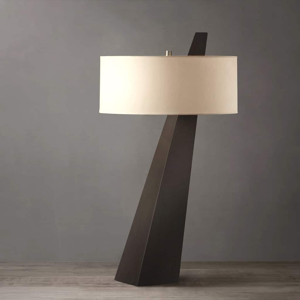 NOVA of California Obelisk Table Lamp - Chestnut Wood, Linen Shade