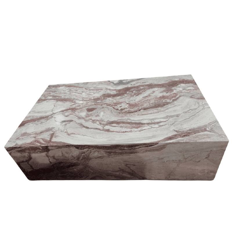 Genuine Marble Block Coffee Table - Rosso Orobico Marble