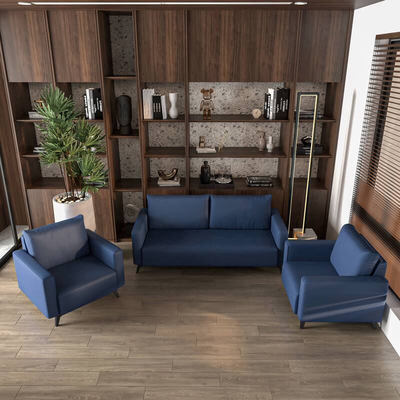 3-Piece Sofa Set Upholstered in Leather Inno Series by LeisureMod