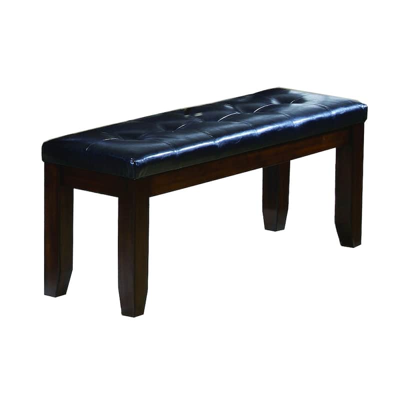 Impressive Tufted Leather Bench - Brown and Black Styling - 20 H x 16.5 W x 48 L Inches