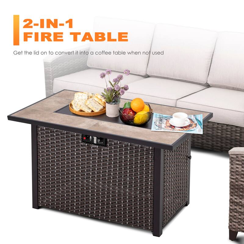 Outdoor 43-inch 50,000 BTU Propane Gas Fire Pit Table - 42 inches