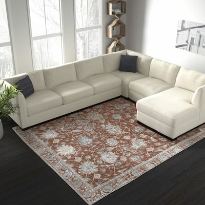 HomeRoots Floral Bohemian Rectangle Area Rug