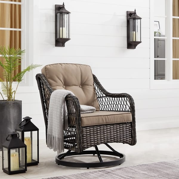 Corvus Vasconia Resin Wicker Outdoor Swivel Lounge Chair Bed Bath