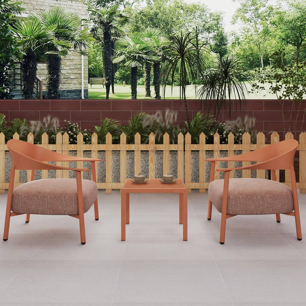 BNK Modern Furniture Set With Seat Cushions and PP & Steel Frame, 2 Accent Chairs and 1 Coffee Table