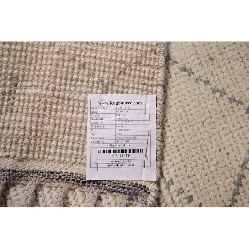 All-Over Trellis Moroccan Modern Area Rug Handmade Wool Carpet - 7'0"x 10'10"