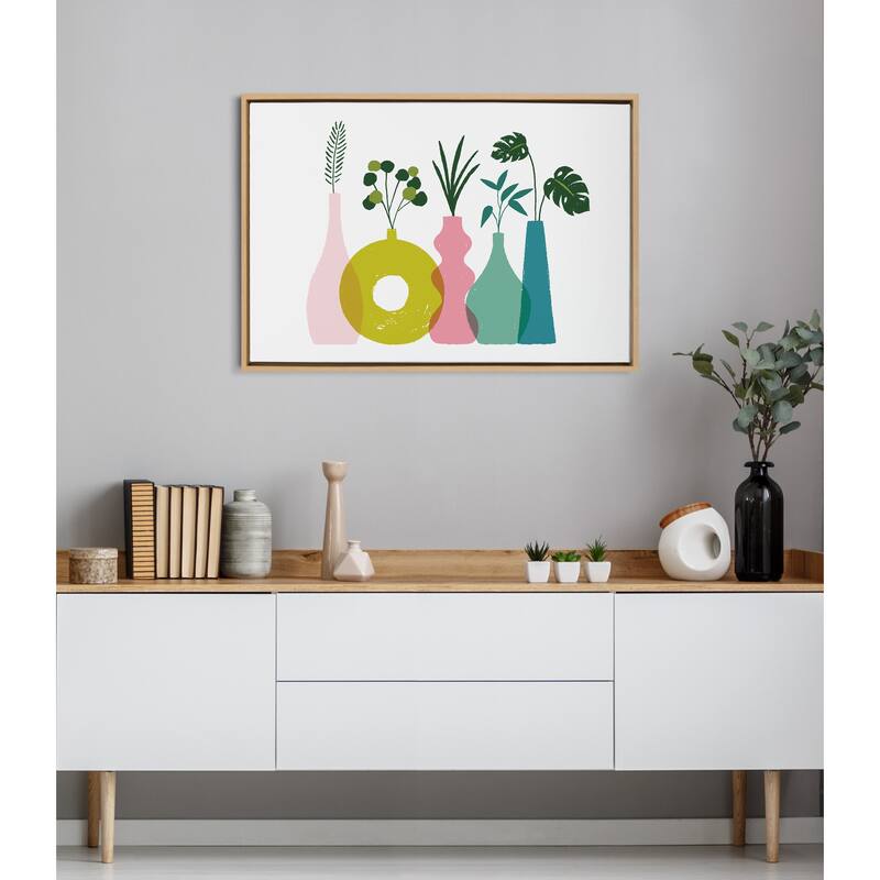 Kate and Laurel Sylvie Plant Play Framed Canvas by Duchess Plum