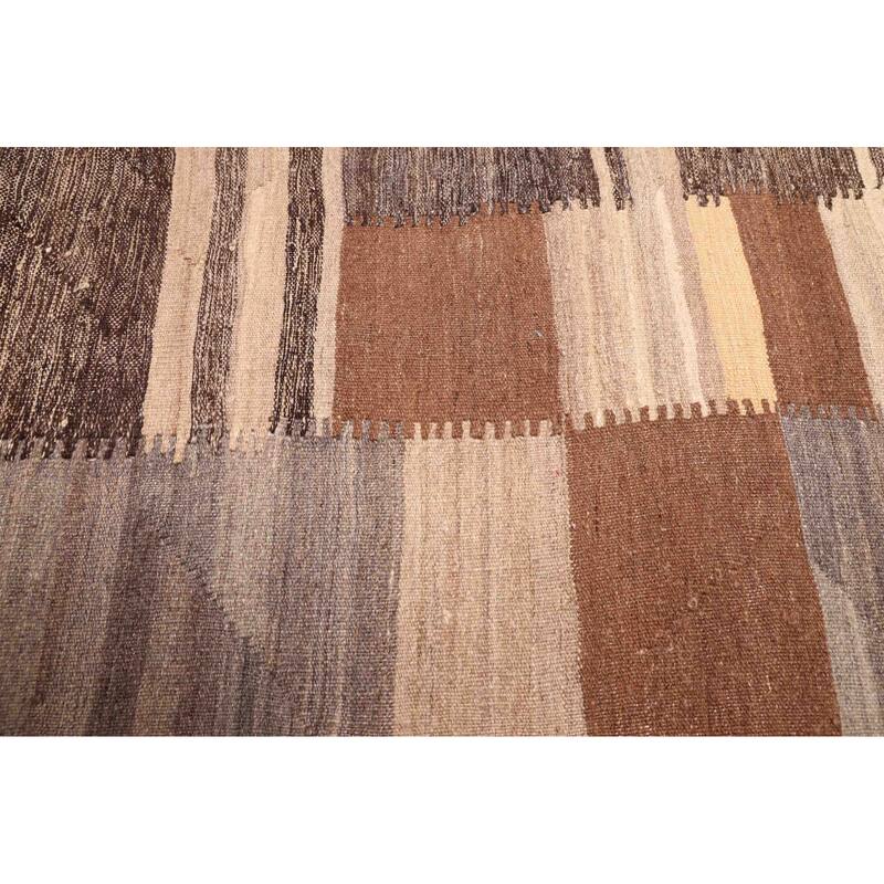 ECARPETGALLERY Flat-Weave Boho Brown Wool Kilim - 5'0 x 6'7