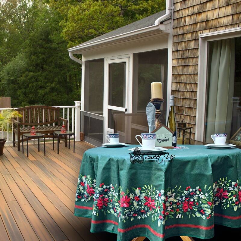 Christmas Acrylic Coated Wipeable Spill Resistant French Tablecloth