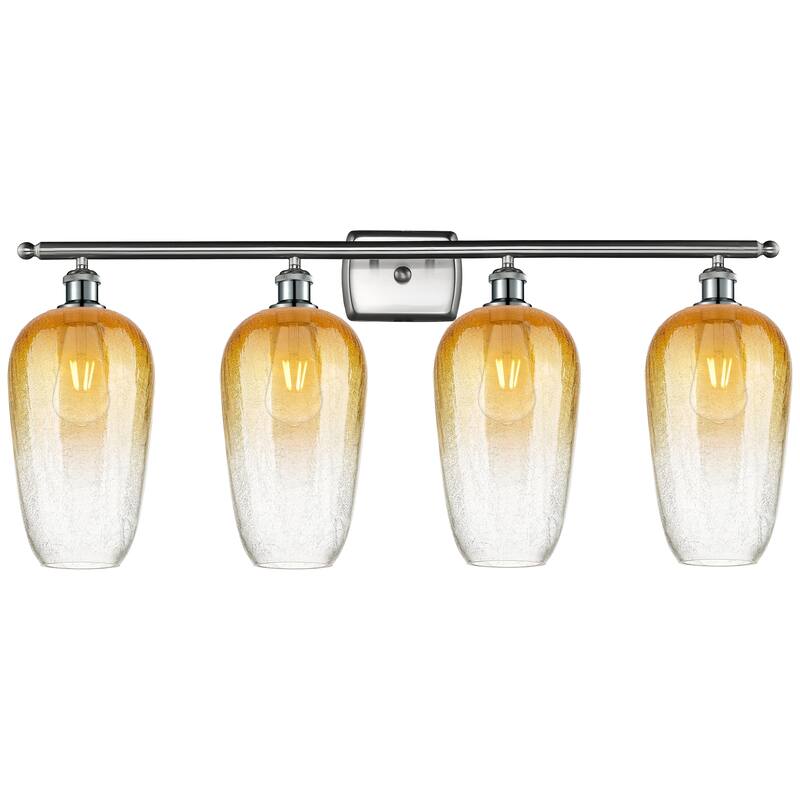 Innovations Lighting Endless Possibilities Ballston - Brookhaven Flute - 4 Light 37" Bath Vanity Light - Amber/Brushed Satin Nickel