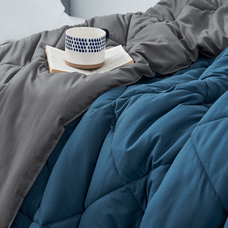 Nightfall Navy/Granite Gray Reversible Twin XL Comforter